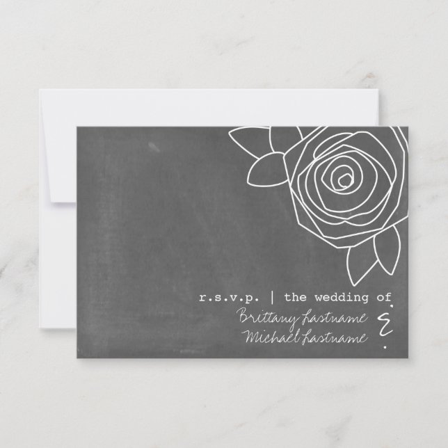 RSVP de Casamento de Rosa inspirado no Chalkboard (Frente)