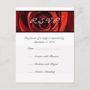 RSVP de Casamento de Rosa vermelha Bonita