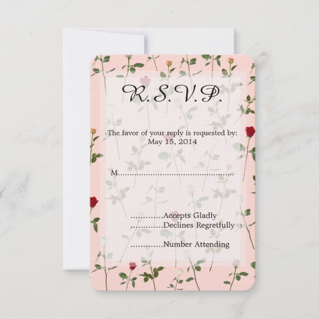 RSVP de Casamento de Rosas bonito (Frente)