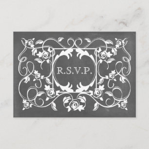 RSVP de Casamento de Rosas inspirados no Chalkboar