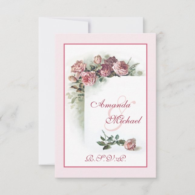 RSVP de Casamento de Rosas Rosa Rosa (Frente)