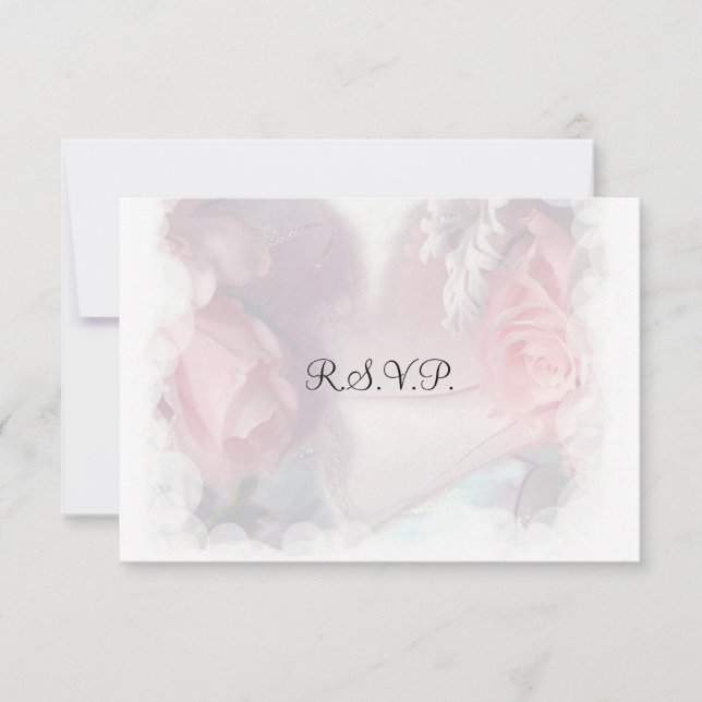 RSVP de Casamento de Rosas Rosa Suave (Frente)