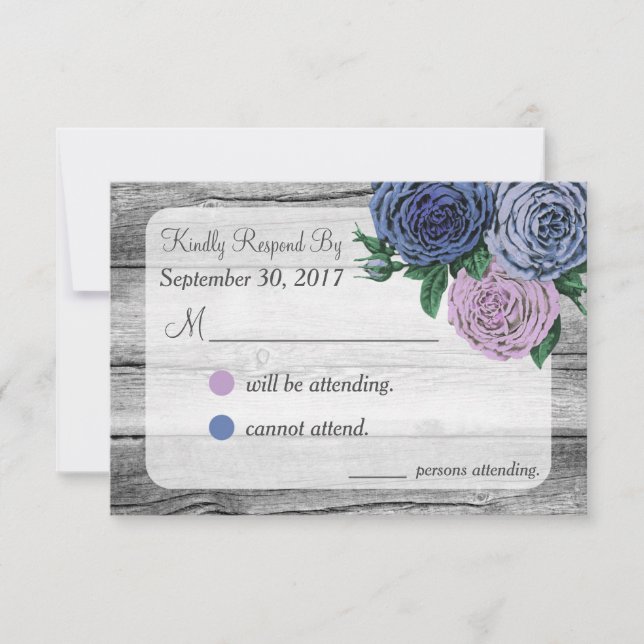 RSVP de Casamento de Rosas Rustic Country (Frente)