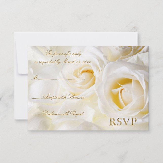 RSVP de Casamento de Roses Brancas (Frente)
