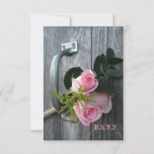 RSVP de Casamento de Roses e Barnwood Rosa
