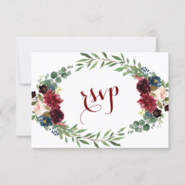 RSVP de Casamento de Sangue Floral Azul-Marinho Me