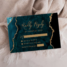 RSVP de Casamento de Script de Agato Azul-Teal Mod