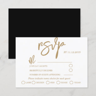 RSVP de Casamento de Script de Caligrafia Dourada