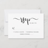 RSVP de Casamento de Script de Caligrafia Elegante