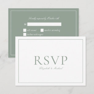 RSVP de Casamento de Script de Caligrafia Verde da