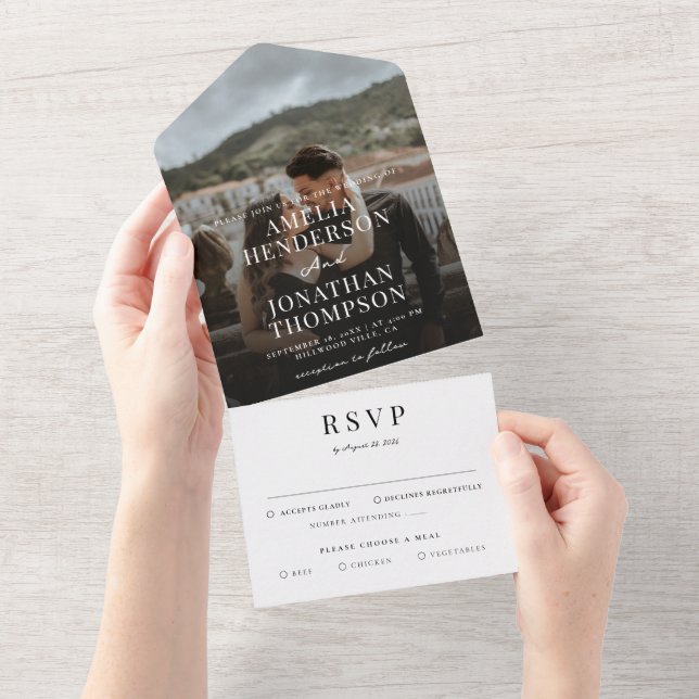 RSVP de Casamento de Script de Foto Clássica Român (Tearaway)