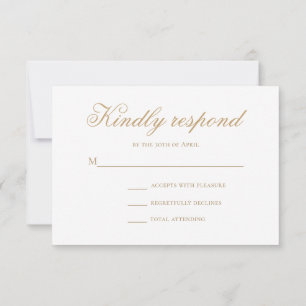 RSVP de Casamento de Script Dourado Clássico Na mo