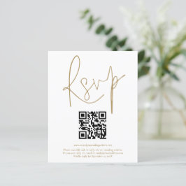 RSVP de Casamento de Script Dourado de Código QR d