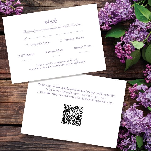 RSVP de Casamento de Script Elegante de lavanda co (Criador carregado)