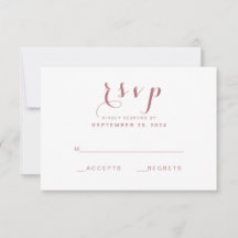 RSVP de Casamento de Script Elegante Simples e ros