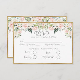 RSVP de Casamento de Script Floral Dourado Elegant