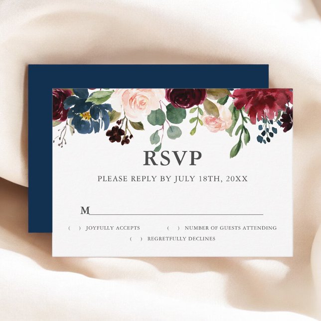 RSVP de Casamento de Script Floral Rustic (Criador carregado)