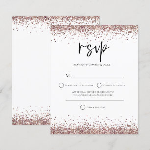 RSVP de Casamento de Script Glitter Dourado do Ros