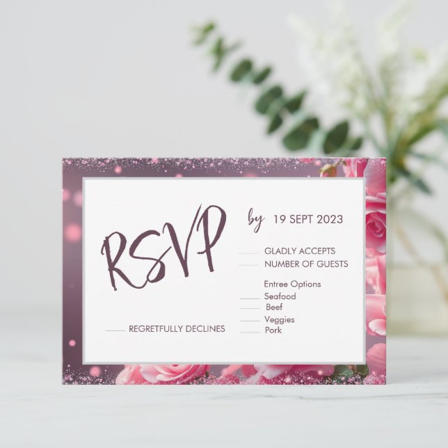 RSVP de Casamento de Script Manuscrito Simples Ros (Em pé/Frente)
