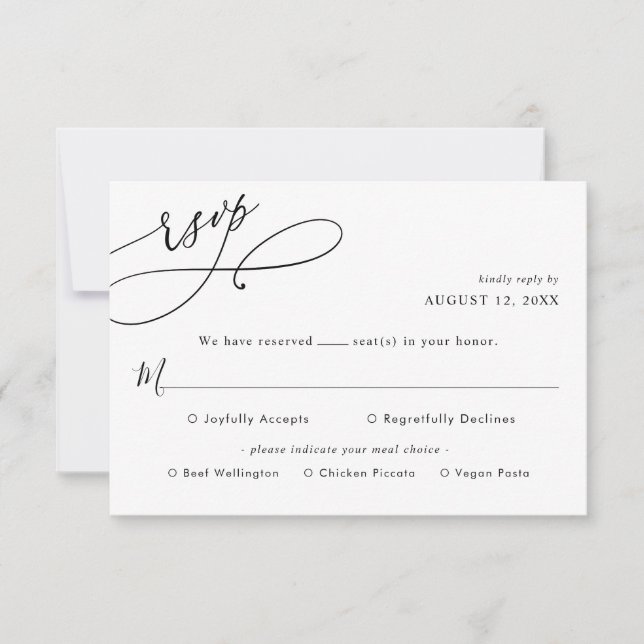 Rsvp de Casamento de Script Simples com Cartão de  (Frente)
