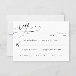 Rsvp de Casamento de Script Simples com Cartão de 