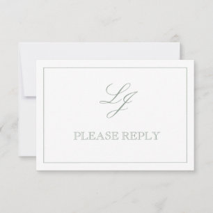 RSVP de Casamento de Script Verde do Sage do Códig