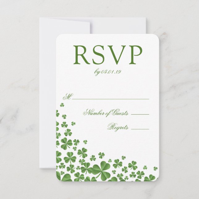 RSVP de Casamento de Shamrock Verde Irlandês (Frente)