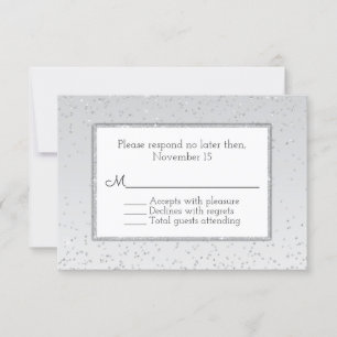 RSVP de Casamento de Silver Glitter e Shine