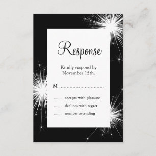 RSVP de Casamento de Sparkler (preto)