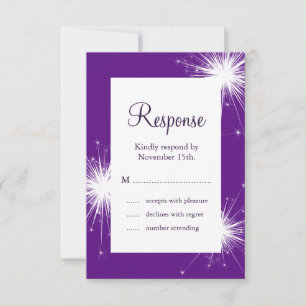RSVP de Casamento de Sparkler (roxo)
