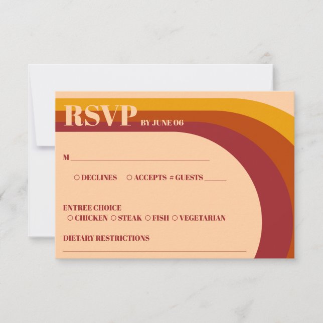 RSVP de Casamento de Stripe de Arch Curvo Retroati (Frente)