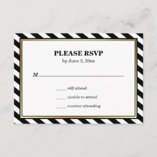 RSVP de Casamento de Stripes Modernas Douradas Bra