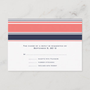 RSVP de Casamento de Stripes Modernas Rosa e Azul