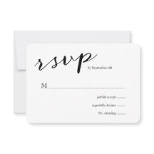 RSVP de Casamento de Stripes Negras Elegantes