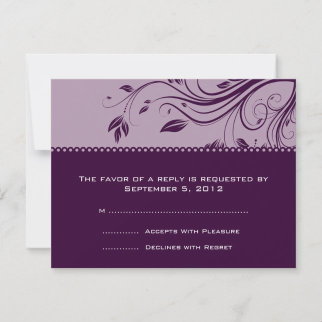RSVP de Casamento de Suavimentos Florais lavandas  (Frente)