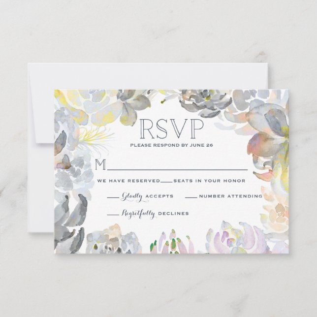 RSVP de Casamento de Suculentes Doce (Frente)