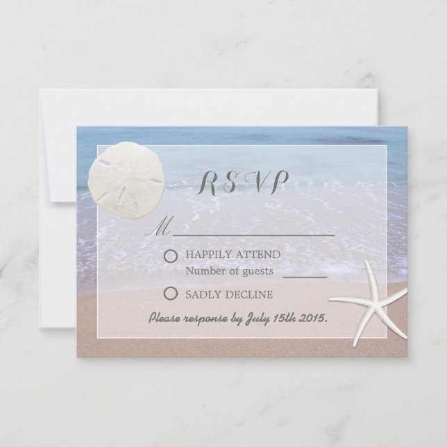 RSVP de Casamento de Tema de Praia do Dólar e Este (Frente)