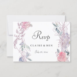 RSVP de Casamento de Terra Floral Geométrica Rosa 