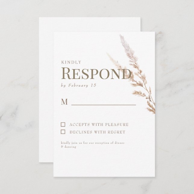RSVP de Casamento de Texto Boho Dourado Branco (Frente/Verso)