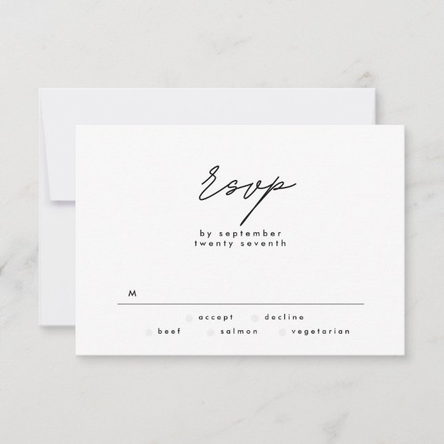 RSVP de Casamento de Texto Branco e Preto Simplesm (Frente)