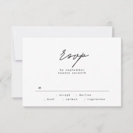 RSVP de Casamento de Texto Branco e Preto Simplesm
