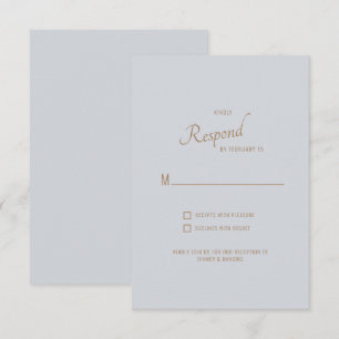 RSVP de Casamento de Texto Dourado Azul Dusty