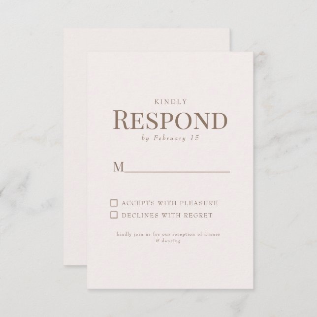 RSVP de Casamento de Texto Dourado de Folhagem Sim (Frente/Verso)