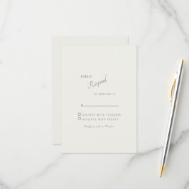 RSVP de Casamento de Texto Dourado Moderno Simples
