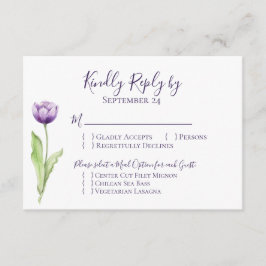 RSVP de Casamento de Tulipas de Solteiro Roxo Prof