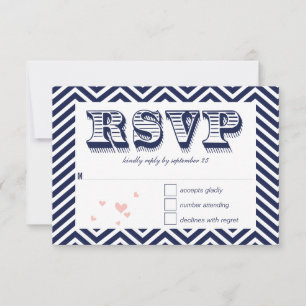 RSVP de Casamento de Typografia Zig Zag marinho
