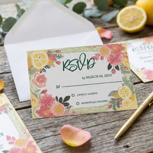 RSVP de Casamento de Verão Limão Floral