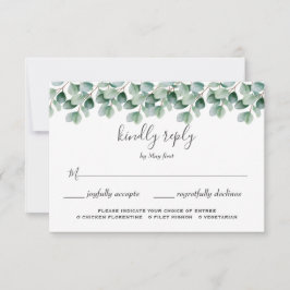RSVP de casamento de verde botânico de eucalipto