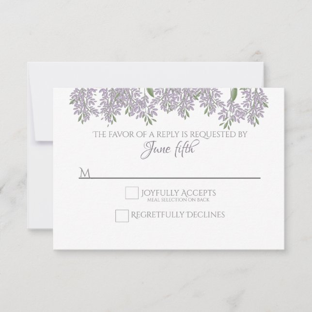 RSVP de Casamento de Wisteria Pintado com escolha  (Frente)