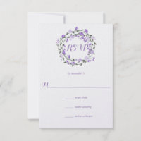 RSVP de Casamento de Wreath Floral de Púrpura